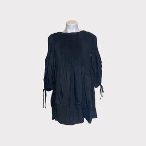 Mustard Seed Black Pleated Fully Lined Dress